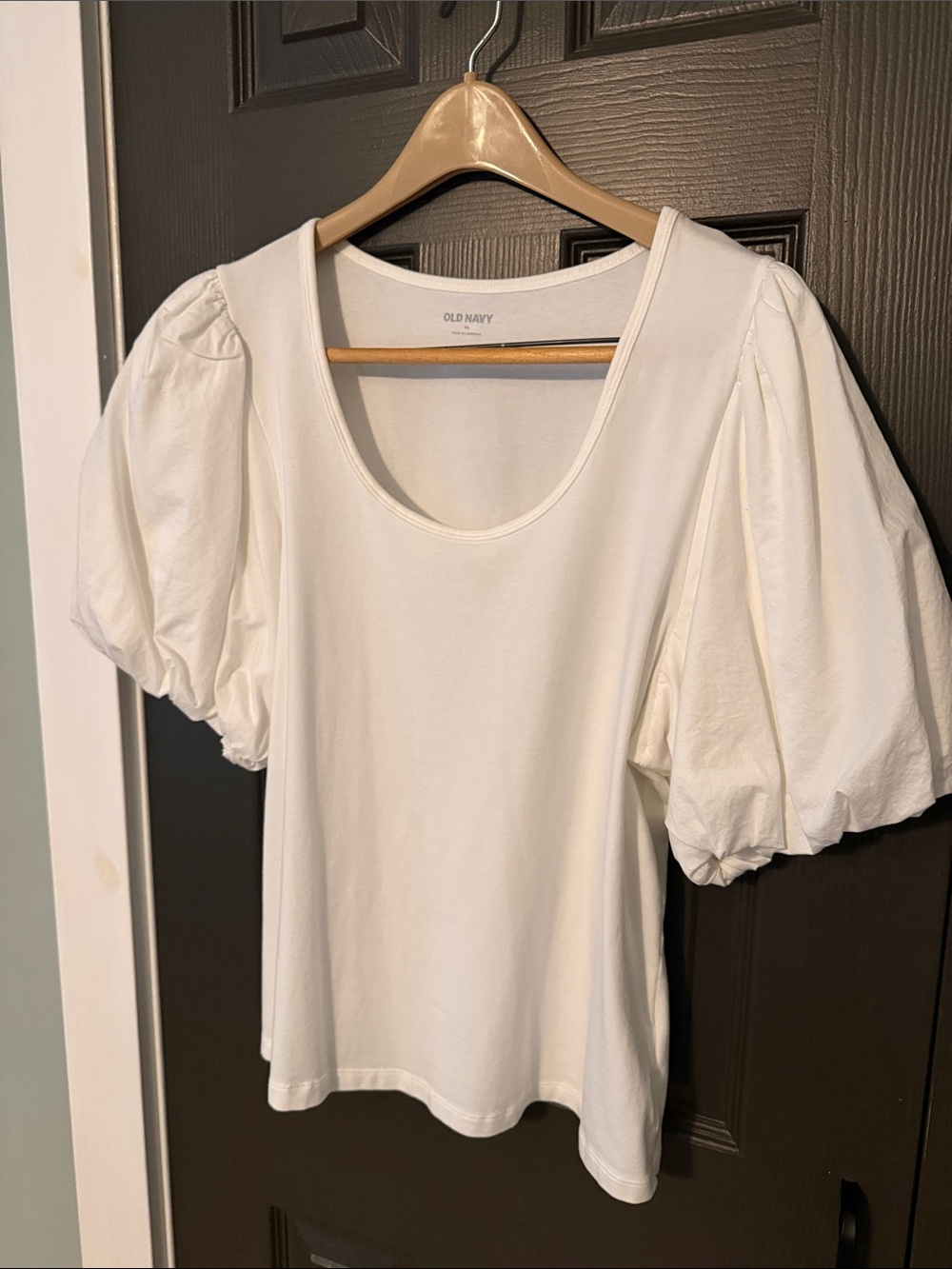 Old Navy Cream Scoop Neck Puff-Sleeve Top
